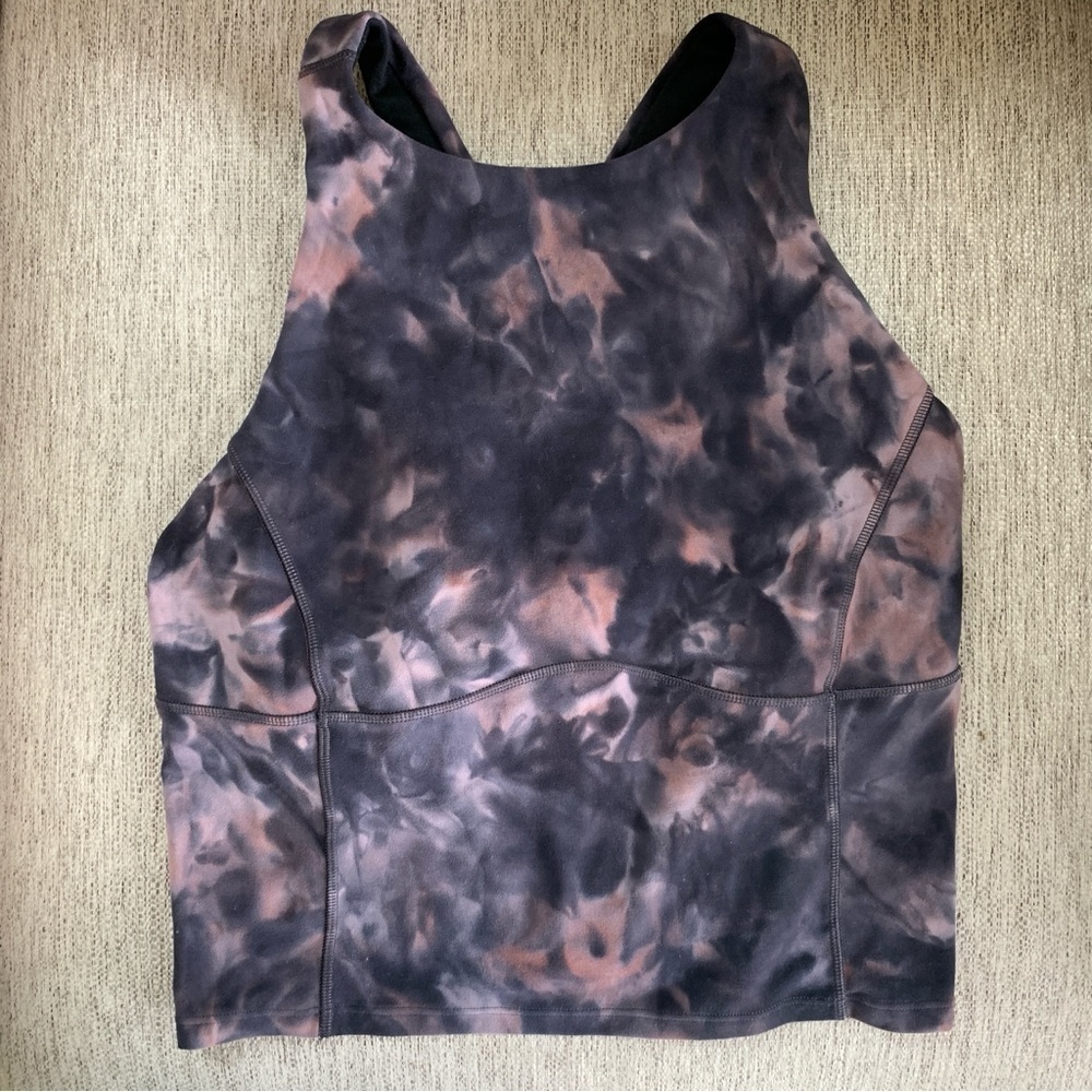 Lululemon Key‎ To Balance Diamond Dye Gray & Pink Cross Back Tank Top Size 4